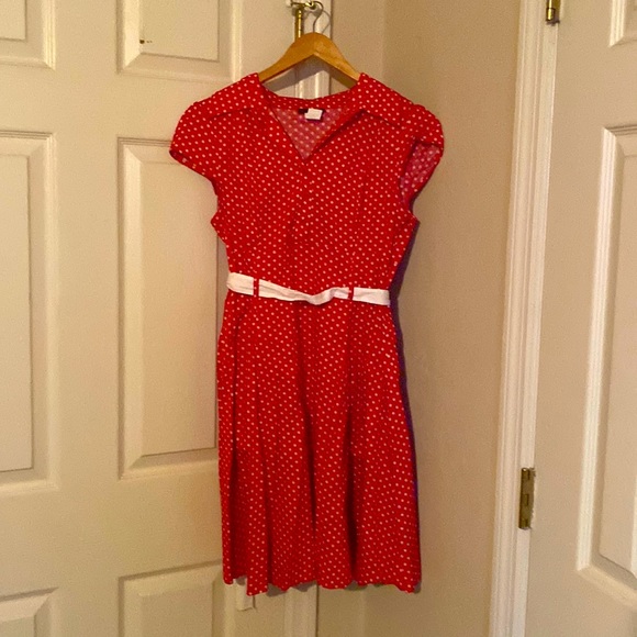 Tropical Wear Red and White Dotted Dress - Picture 1 of 1